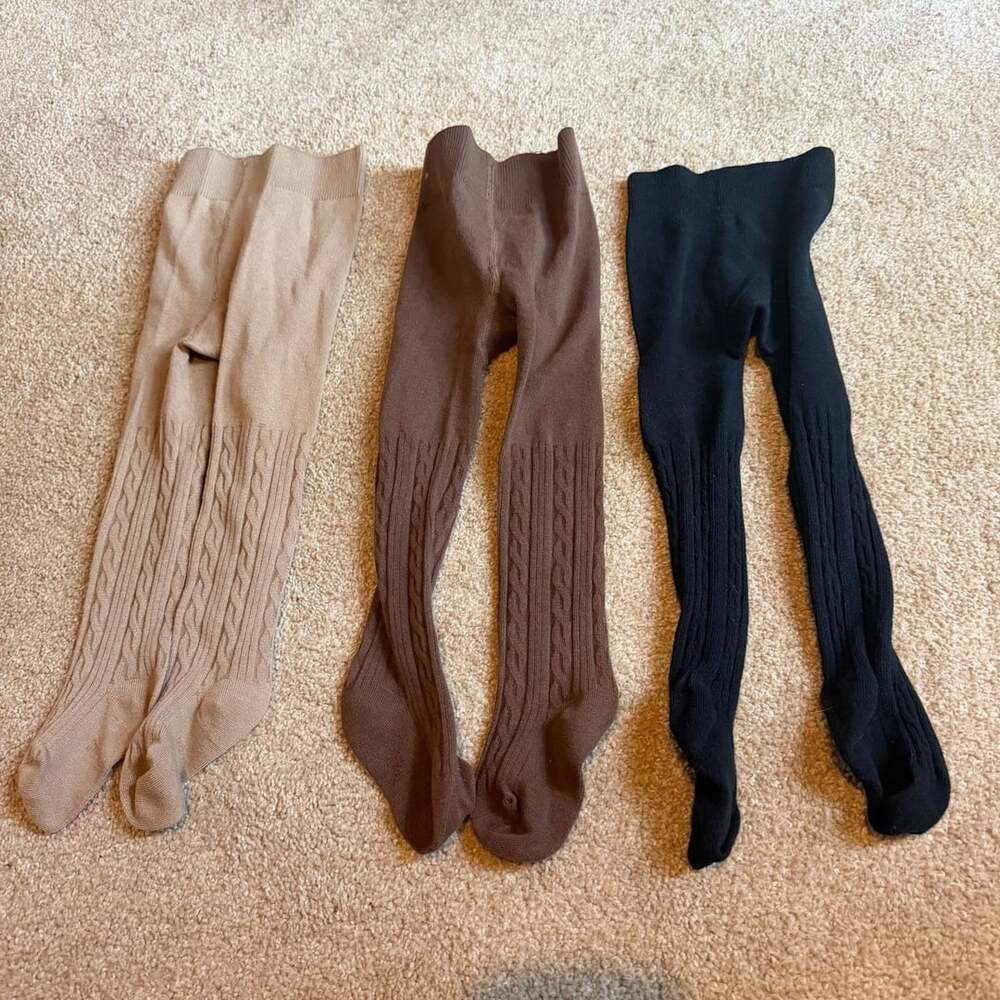 Leveret Cable Knit Tights Set of 3